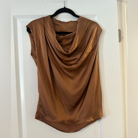 Lida Baday Brownish silk  Cowl Neck Top - Picture 2 of 6